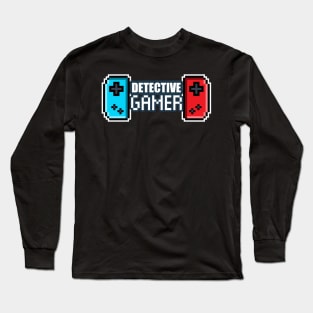 Detective Gamer - 8-bit Retro Pixel Classic Nostalgia Video Games Long Sleeve T-Shirt